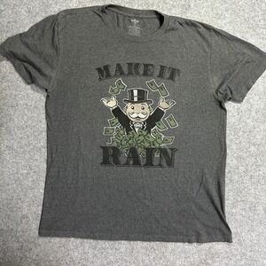 Monopoly Make It Rain Graphic T-Shirt Large Gray Rich Uncle Pennybags Blend